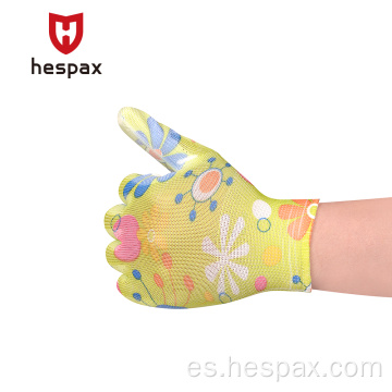 Hespax Women 13G Guantes de jardinería Pu Palm bañado